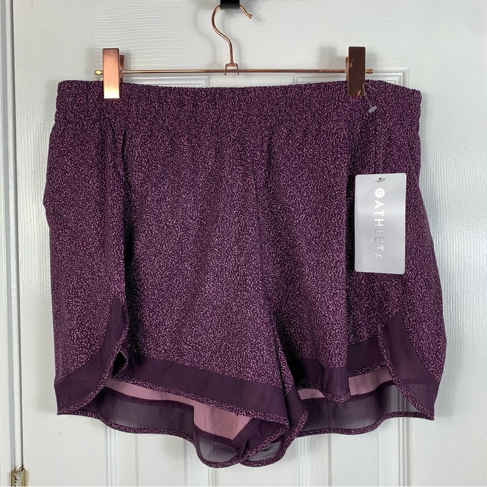Athleta Printed Mesh Racer Run Shorts 4” Size 1X